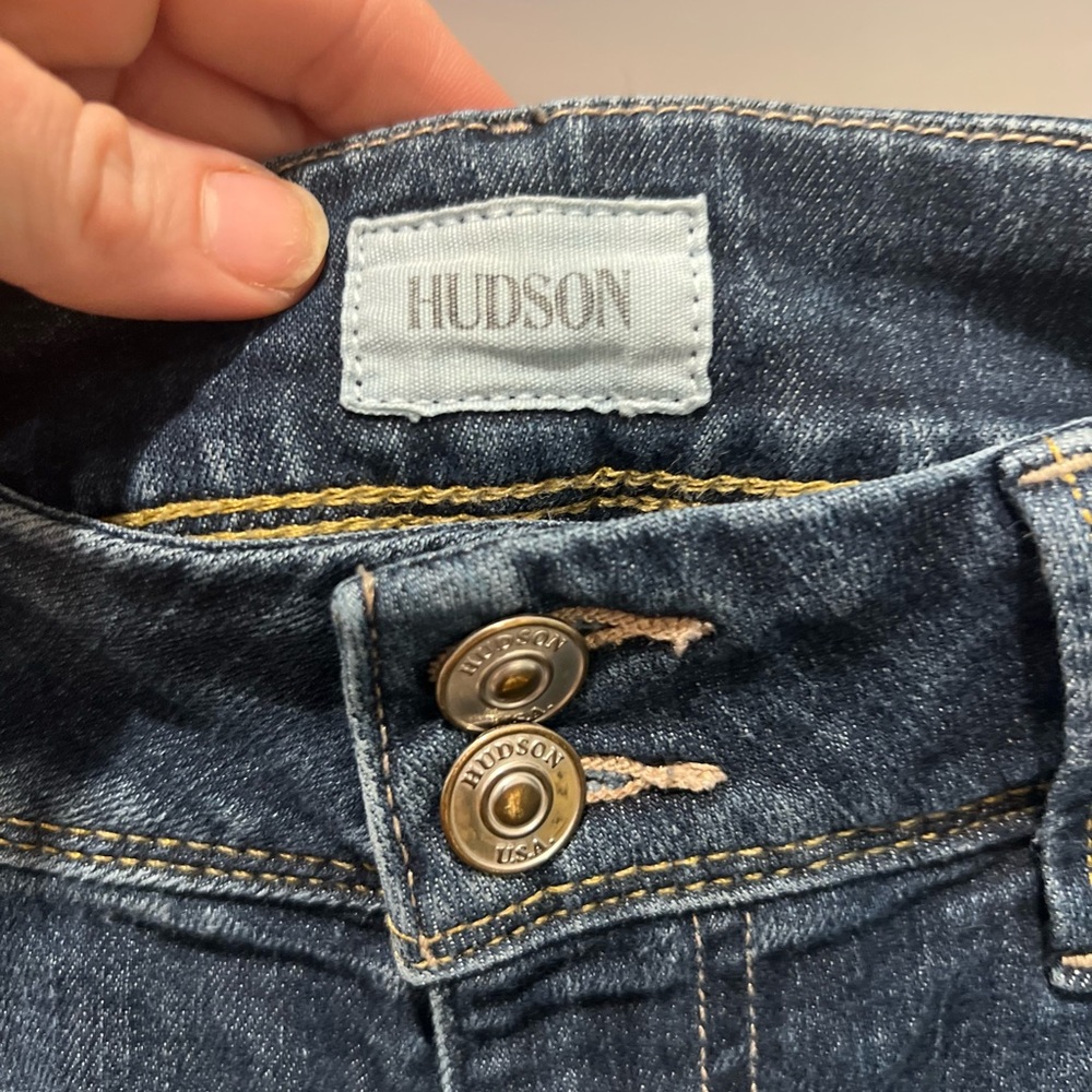 Hudson Y2K Dark Indigo Wash Low Rise Bootcut Denim 27 Short Flap Pockets - Picture 4 of 10